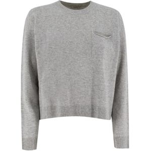 Peserico, Dames, Sweatshirts & Hoodies, Grijs, Maat: M Zijde,