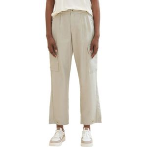 TOM TAILOR - Cargobroek - Effen - Katoen en Lyocell - Regular Fit, Elastische Band, Cargozakken