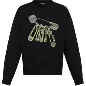 Versace, Heren, Sweatshirts & Hoodies, Zwart, Maat: S Katoen,