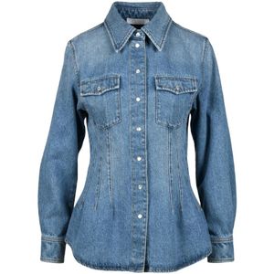 Chloé, Dames, Blouses & Shirts, Blauw, Maat: L Katoen,