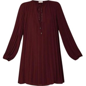 Liu Jo - Geplooide Jurk - Rood Aubergine - Polyester