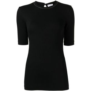 Brunello Cucinelli, Dames, Tops, Zwart, Maat: L Katoen,