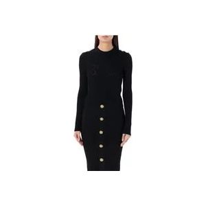 Balmain Logo Gebreide Knoop Cardigan , Black , Dames , Maat: XS