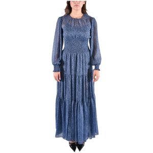 Michael Kors, Dames, Jurken, Blauw, Maat: XS Poliester,