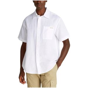 Calvin Klein Jeans, Heren, Overhemden, Wit, Maat: S Linnen,