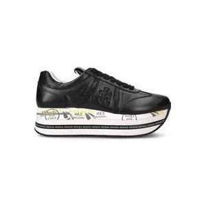 Premiata Zwarte Sneakers met Leren Details , Black , Dames , Maat: 40 EU