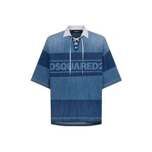 Dsquared2 Blauwe T-shirts en Polos , Blue , Heren , Maat: M