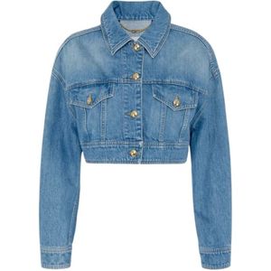 Elisabetta Franchi, Dames, Jassen, Blauw, Maat: L Denim,