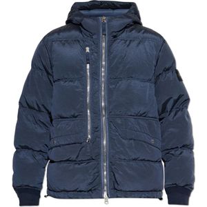 Stone Island, Heren, Jassen, Blauw, Maat: M Nylon,