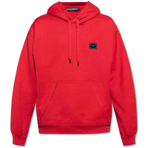 Dolce & Gabbana, Heren, Sweatshirts & Hoodies, Rood, Maat: S Katoen,