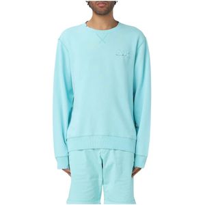Sun68, Heren, Sweatshirts & Hoodies, Blauw, Maat: L Katoen,