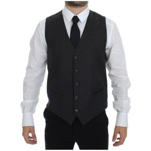 Dolce & Gabbana - Grijs Gestreepte Wollen Jurk Vest - Heren
