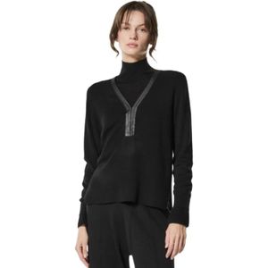 Nenette, Dames, Truien, Zwart, Maat: L Leer,