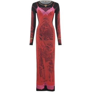 Marine Serre, Dames, Jurken, Veelkleurig, Maat: S Leer,