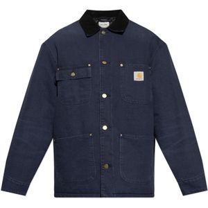Carhartt Wip, Heren, Jassen, Blauw, Maat: M Leer,