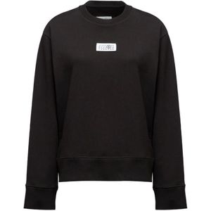 MM6 Maison Margiela - Zwarte Nummers Appliqué Crew Neck Sweater - Dames - Hoodie
