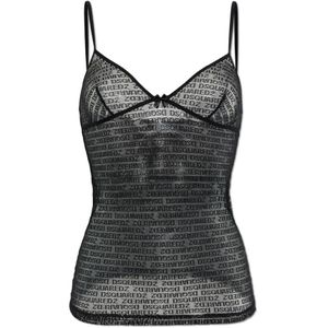 Dsquared2, Dames, Tops, Zwart, Maat: L Polyamide,
