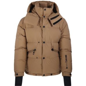 Moncler, Heren, Jassen, Bruin, Maat: S Leer,