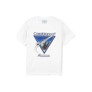 Casablanca Witte Air T-Shirt met Bedrukt Logo , White , Heren , Maat: M