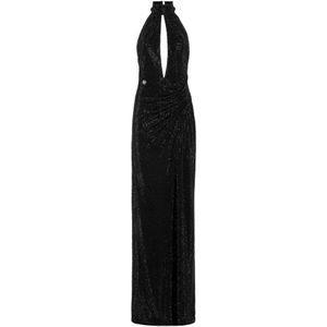 Philipp Plein, Dames, Jurken, Zwart, Maat: M Leer,