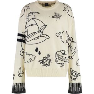 Pinko, Dames, Truien, Wit, Maat: M Wol,