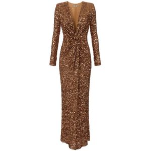 Elisabetta Franchi, Dames, Jurken, Bruin, Maat: XS Jersey,