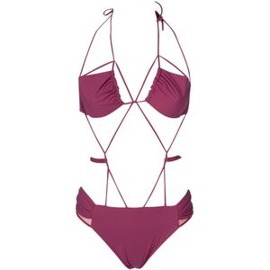 Nensi Dojaka, Dames, Badkleding, Paars, Maat: S