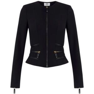 Elisabetta Franchi, Dames, Jassen, Zwart, Maat: M Leer,