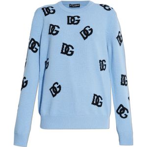 Dolce & Gabbana, Dames, Truien, Blauw, Maat: XS Wol,