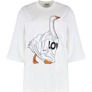 Moschino, Dames, Tops, Wit, Maat: S Katoen,