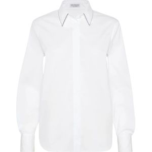 Brunello Cucinelli, Dames, Blouses & Shirts, Wit, Maat: M Katoen,
