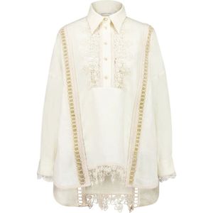 Zimmermann, Dames, Blouses & Shirts, Beige, Maat: L Linnen,
