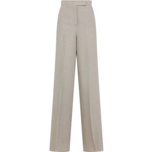 Max Mara, Dames, Broeken, Beige, Maat: S Linnen,