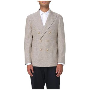 Brunello Cucinelli, Heren, Jassen, Beige, Maat: L Leer,
