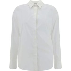 Brunello Cucinelli, Dames, Blouses & Shirts, Wit, Maat: XL Katoen,