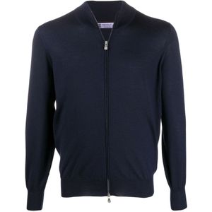 Brunello Cucinelli, Heren, Truien, Blauw, Maat: M Wol,
