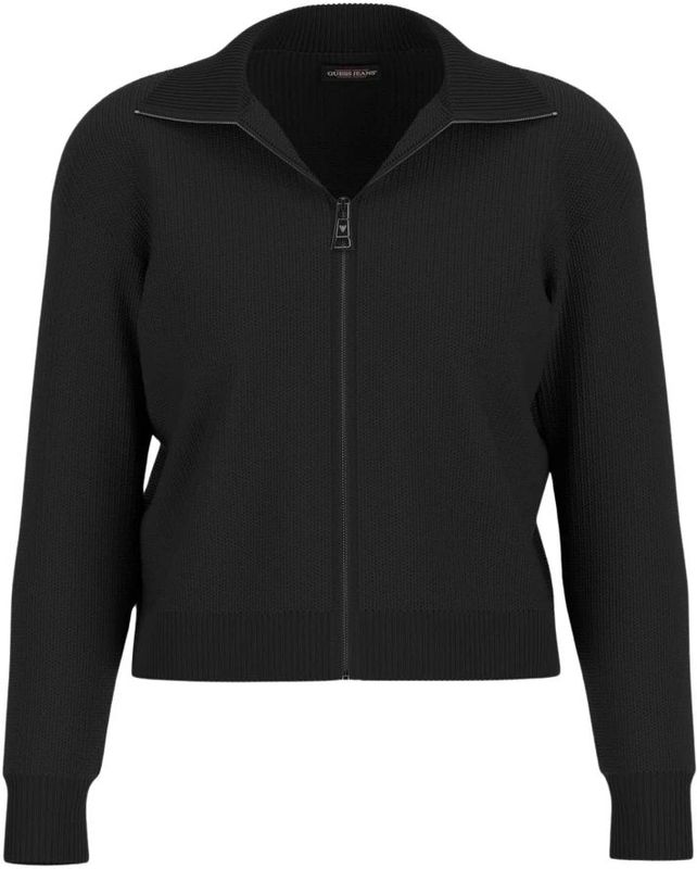 Guess - Zwarte Trui met Ritskraag - Dames - Cardigan