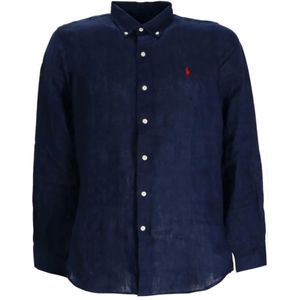 Polo Ralph Lauren - Linnen Overhemd - Blauw - 100% Vlas - Lange Mouwen