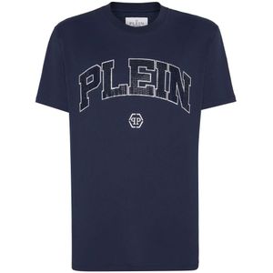 Philipp Plein, Heren, Tops, Blauw, Maat: 2XL Katoen,