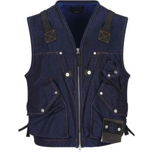 Stone Island, Heren, Jassen, Blauw, Maat: L Denim,