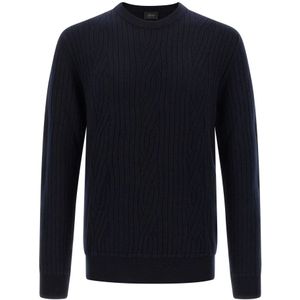 Brioni, Heren, Truien, Blauw, Maat: M Leer,