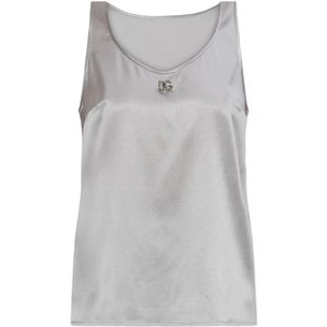 Dolce & Gabbana, Dames, Tops, Grijs, Maat: 2XS Zijde,