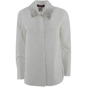 Max Mara Studio, Dames, Blouses & Shirts, Wit, Maat: XS Katoen,