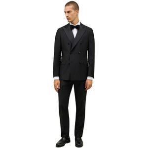 Boglioli, Heren, Pakken, Zwart, Maat: S Wol,