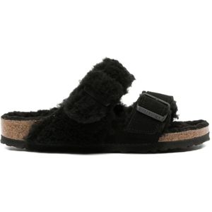 Birkenstock - Arizona Split Teddy - Slippers - Zwart - Teddy Shearling en Suède
