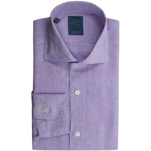 Barba, Heren, Overhemden, Paars, Maat: 2XL Linnen,