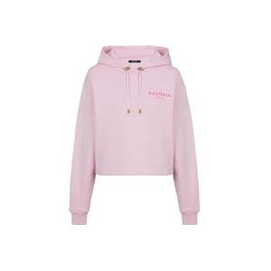 Balmain Flocked Paris hoodie , Pink , Dames , Maat: S