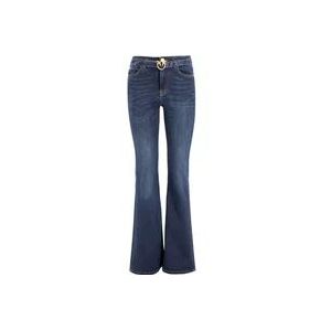 Pinko Donkere Wassing Flare Fit Jeans , Blue , Dames , Maat: W27