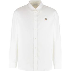 Maison Kitsuné, Heren, Overhemden, Wit, Maat: L Katoen,