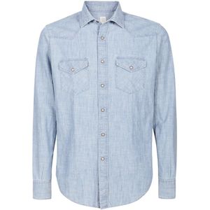Eleventy, Heren, Overhemden, Blauw, Maat: XL Denim,